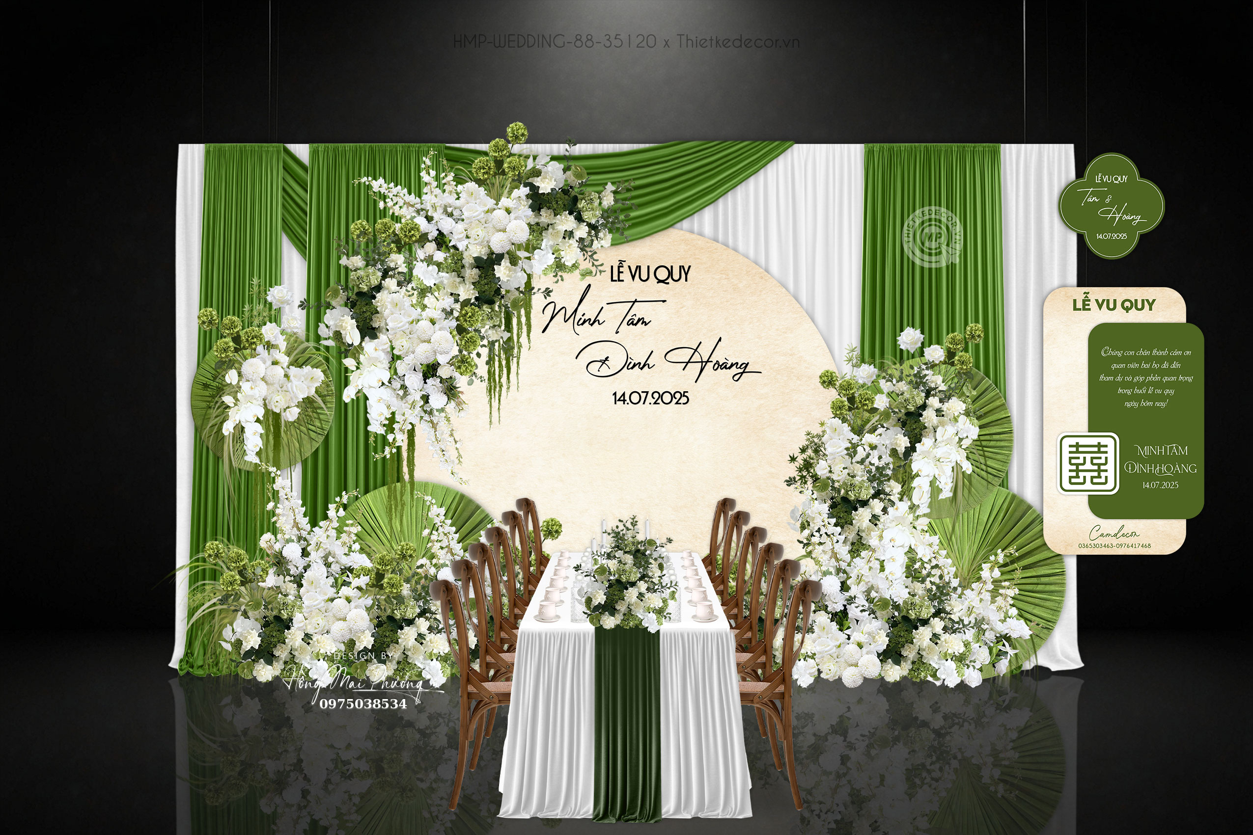 Gia tiên tone xanh Vintage kèm tem nước, tag bàn